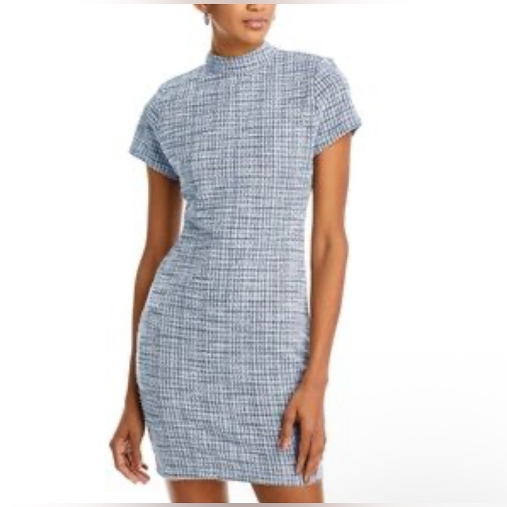 AQUA Blue and Black Tweed Lurex Dress size medium